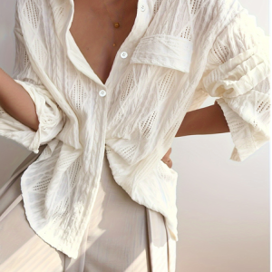 Women's Long Sleeve Shirt Spring/Fall Plain Shirt Collar Daily Going Out Casual Top, JustFashionNow Blouses, color:Apricot|size:XXL,