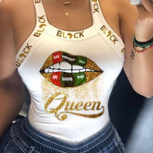 Lip Letter Print Bowknot Decor Tank Top, Tanks & Crop Tops, ChicMe catalog