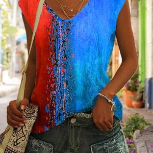 Color Block Casual Regular Fit Top, JustFashionNow Tanks & Camis, color:Blue|size:XXL,
