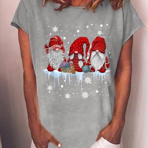 Women Christmas Gnomies Santa Casual Cotton-Blend Loose T-Shirt, T-shirts, Lilicloth.com