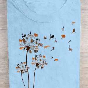 Loose Casual Cotton Dandelion T-Shirt, T-shirts, Lilicloth.com