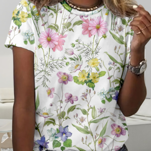 Floral Simple T-Shirt, T-shirts, Lilicloth.com