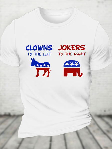 Cotton Clowns To The Left Jokers To The Right Flag Casual Cotton Loose T-Shirt, T-shirts, Lilicloth.com
