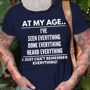 Mens At My Age I Can’T Remember Everything Funny Text Letters Cotton Crew Neck T-Shirt, T-shirts, Lilicloth.com