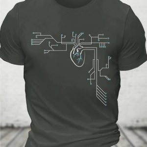 Heart Circuit Board Geek Cotton T-shirt, T-shirts, Lilicloth.com