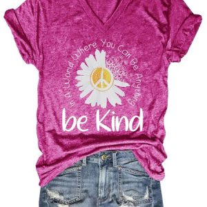 Be Kind Letter Casual Short Sleeve T-Shirt, T-shirts, Lilicloth.com