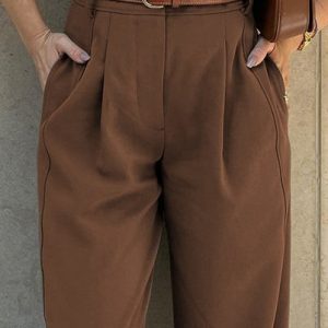 Women's Trousers Turnip Pants Daily Going Out Urban Ruched Plain Spring/Fall Pants, JustFashionNow Pants, color:Coffee|size:XL,