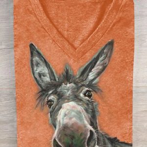 Horse Printed Loose Casual T-Shirt, T-shirts, Lilicloth.com
