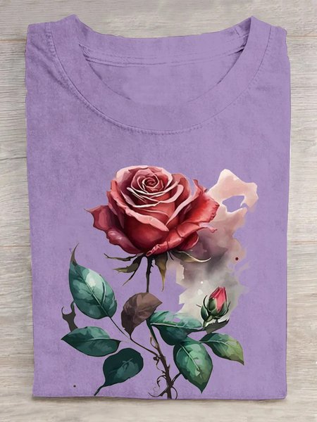 Loose Floral Casual T-Shirt, T-shirts, Lilicloth.com