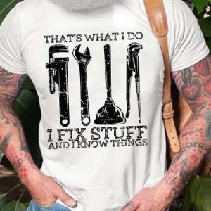 Men I Fix Stuff I Know Things Tools Crew Neck Cotton T-Shirt, T-shirts, Lilicloth.com
