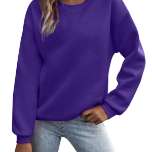 Casual Plain Crew Neck Loose Sweatshirt, Hoodies & Sweatshirts, color:Purple|size:3XL, catalog Noracora shop