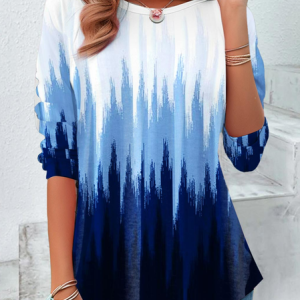 Women's Long Sleeve Tee T-shirt Spring/Fall Color Block Printing Jersey Crew Neck Daily Going Out Vintage Top, JustFashionNow Tops, color:Blue|size:XXL,