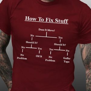 Men Funny How To Fix Stuff Text Letters Crew Neck Casual T-Shirt, T-shirts, Lilicloth.com