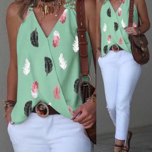 Feather Print Guipure Lace Tank Top, women Tanks & Crop Tops, ChicMe catalog