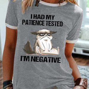 WomenвЂ™s Funny I Had My Patience Test Letters Casual T-Shirt, T-shirts, Lilicloth.com
