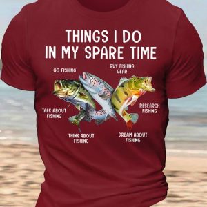 MenвЂ™s Cotton Funny Fishing Lover Fishing Things I Do In My Spare Time Casual T-Shirt, T-shirts, Lilicloth.com