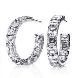 Earrings - Asscher Cut Hoop Earrings For Women, Apparel & Accessories, Italo jewelry - Online Catalog