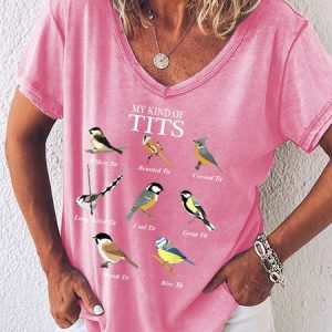 Bird Watching Humor Funny Tit Bird Types of Tits Animal Short Sleeve T-Shirt, T-shirts, Lilicloth.com