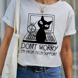 Lilicloth X Manikvskhan Cat Don't Worry I'm From Tech Support Womens T-Shirt, T-shirts, Lilicloth.com