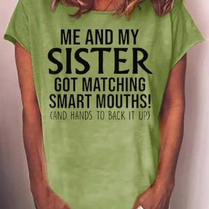 Womens Funny Sister Letter Casual T-Shirt, T-shirts, Lilicloth.com