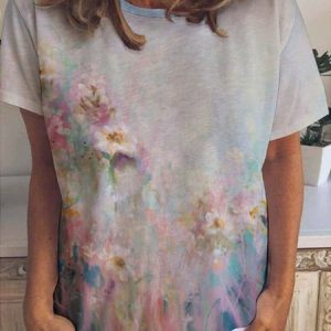 Vintage Crew Neck Short Sleeve T-Shirt, T-shirts, Lilicloth.com