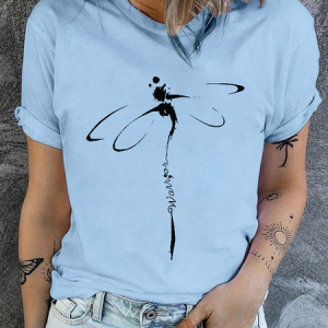Cotton Dragonfly Regular Fit Casual T-Shirt, T-shirts, Lilicloth.com