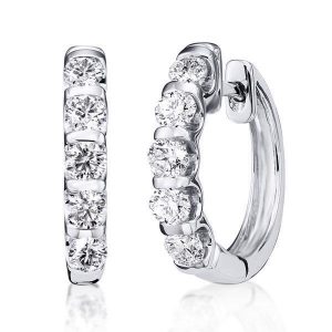 Earrings - Round Cut Half Stone Hoop Earrings, Apparel & Accessories, Italo jewelry - Online Catalog