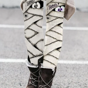 Fashion Halloween Peek Monster Print Leggings, Pants, Lilicloth.com