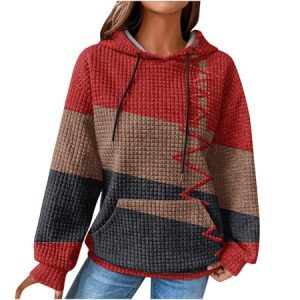 Women's Geometric Spring/Fall Long Sleeve Casual Daily Hoodie, JustFashionNow Sweatshirts & Hoodies, color:Orange Red|size:3XL,