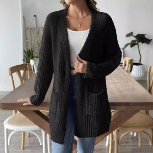 Women's Casual Spring/Fall Plain Wool/Knitting Cardigan, JustFashionNow Sweaters, color:Black|size:L,