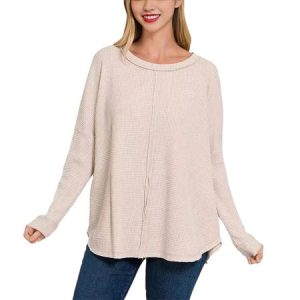 Women's Long Sleeve Tee T-shirt Spring/Fall Plain Crew Neck Daily Going Out Casual Top, JustFashionNow T-Shirts, color:Beige|size:3XL,