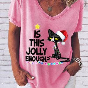 Is This Jolly Enough Cat Xmas Chrismas Casual Regular Fit Sweatshirt, T-shirts, Lilicloth.com