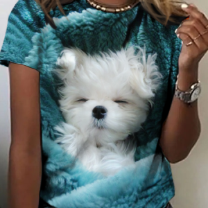 WomenвЂs Funny Dog Loose Simple T-Shirt, T-shirts, Lilicloth.com