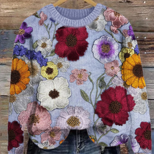 Simple Knitted Crew Neck 3D Printing Sweater, Sweaters, Lilicloth.com