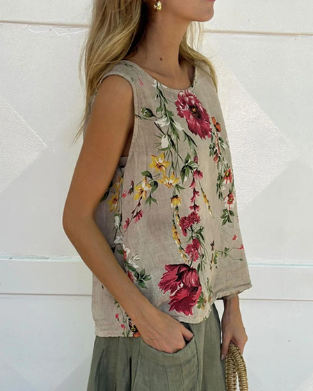 Women's Sleeveless Tank Top Camisole Summer Floral Crew Neck Daily Going Out Casual Top As Picture, JustFashionNow Tanks & Camis, color:As Picture|size:XXL,