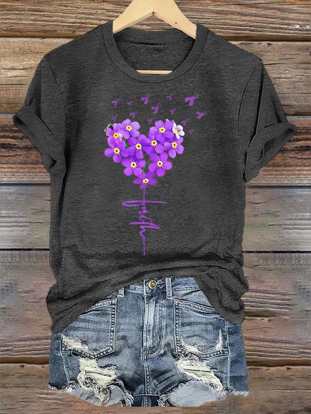 Alzheimer's Awareness faith Casual Crew Neck T-Shirt, T-shirts, Lilicloth.com