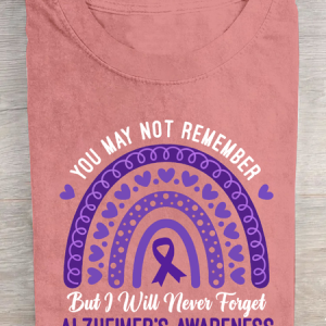 You May Not Remember But I Will Never Forget Alzheimer's Awareness Rainbow Cotton T-Shirt, T-shirts, Lilicloth.com