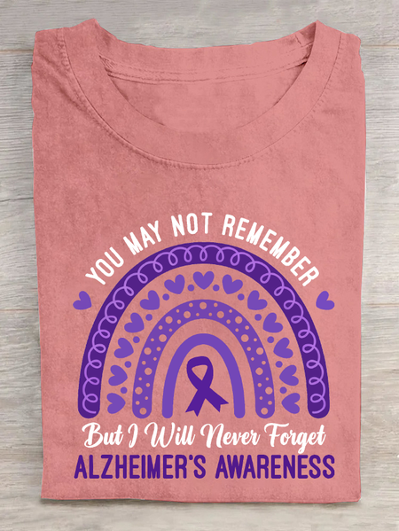 You May Not Remember But I Will Never Forget Alzheimer's Awareness Rainbow Cotton T-Shirt, T-shirts, Lilicloth.com