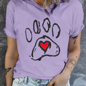 Funny Dog Text Letters Crew Neck Cotton Casual T-Shirt, T-shirts, Lilicloth.com