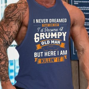 Funny Grumpy Old Man Crew Neck Top, Tank Tops, Lilicloth.com