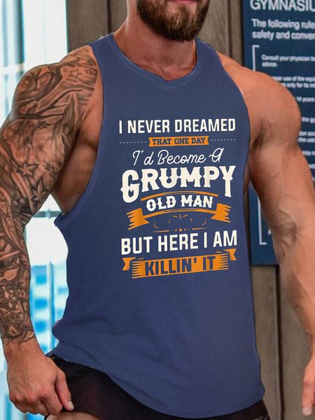 Funny Grumpy Old Man Crew Neck Top, Tank Tops, Lilicloth.com