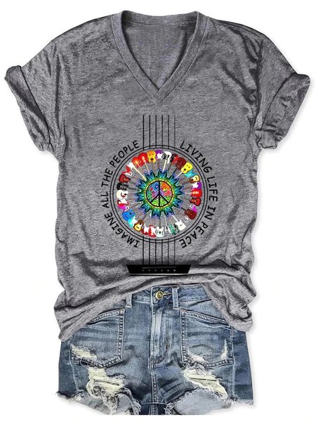 All The People Living Life In Peace V Neck T-Shirt, T-shirts, Lilicloth.com