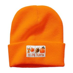 This The Season Pumpkin Halloween Graphic Beanie Hat, Hats, Lilicloth.com
