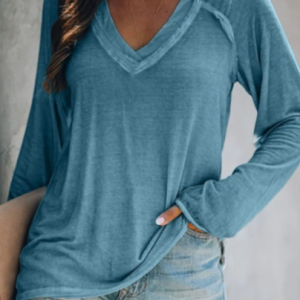 Casual Jersey Plain Blouse, Long sleeves, Lilicloth.com