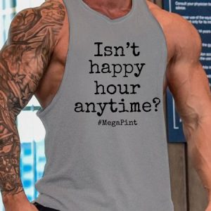 Isn't Happy Hour Anytime Mega Pint Crew Neck Sleeveless Knit, Tank Tops, Lilicloth.com