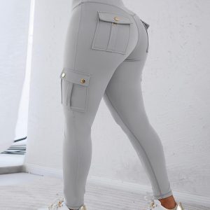 Butt Lifting Leggings with Flap Pockets High Waist Tummy Control Workout Cargo Pants, women Active Pants, ChicMe catalog