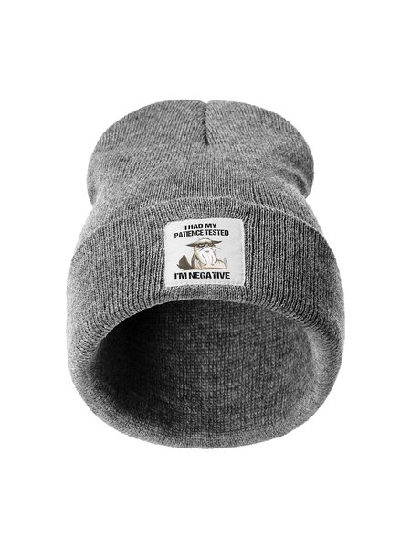 I Had My Patience Tested I'm Negative Cat Graphic Beanie Hat, Hats, Lilicloth.com