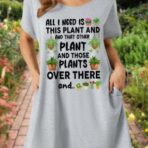 Lilicloth X Manikvskhan Gift For Plant Lover All I Need Is This Plant And That Other Plant Women‘s V Neck Dress, Dresses, Lilicloth.com