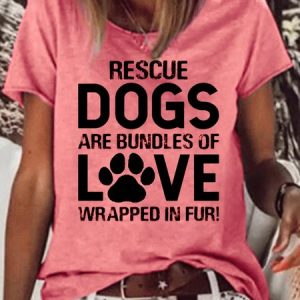 Womens Dog Lover Casual Crew Neck T-Shirt, T-shirts, Lilicloth.com