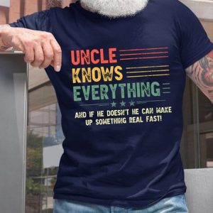 Uncle Knows Everything Funny Crew Neck T-Shirt, T-shirts, Lilicloth.com